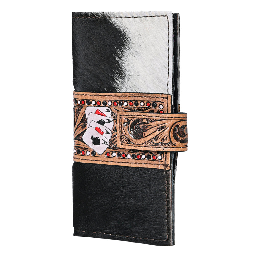 Ohlay Coin Purse Hand Tooled Hair-On Genuine Leather