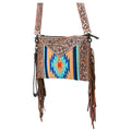 OHLAY Hand-Tooled Upcycled Wool Genuine Leather Crossbody Bag