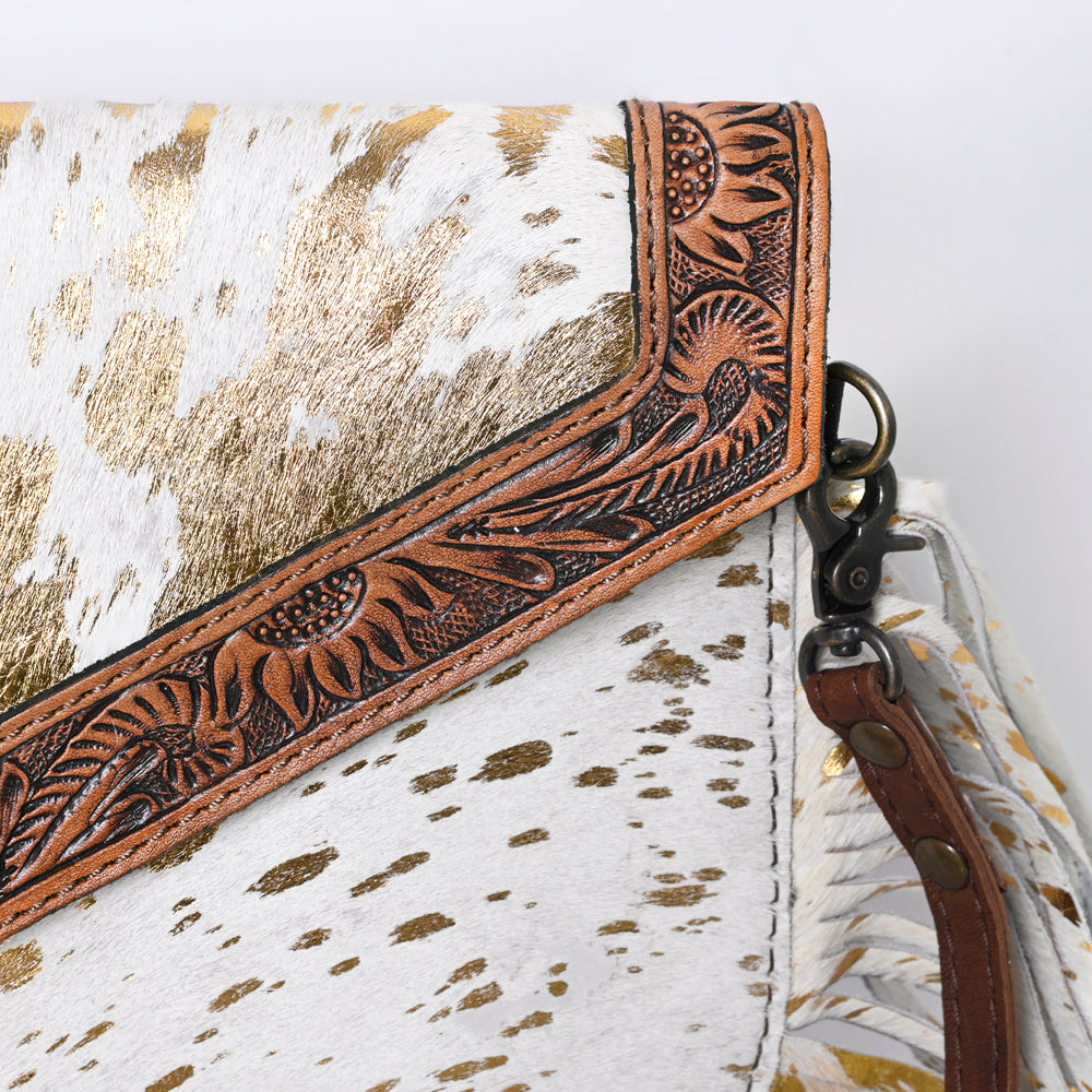 Ohlay Envelope Hand Tooled Hair-on Genuine Leather