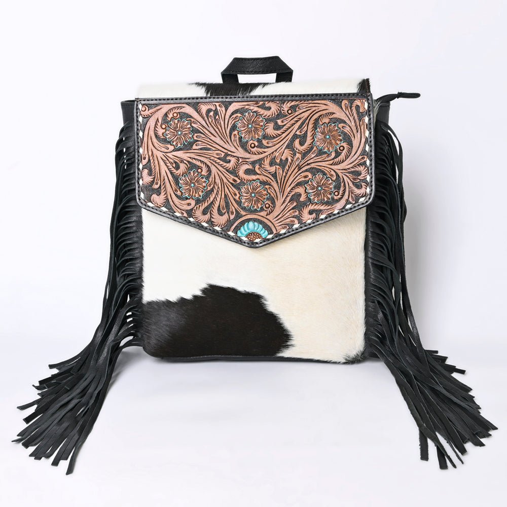 Ohlay Backpack Hand Tooled Hair-On Genuine Leather