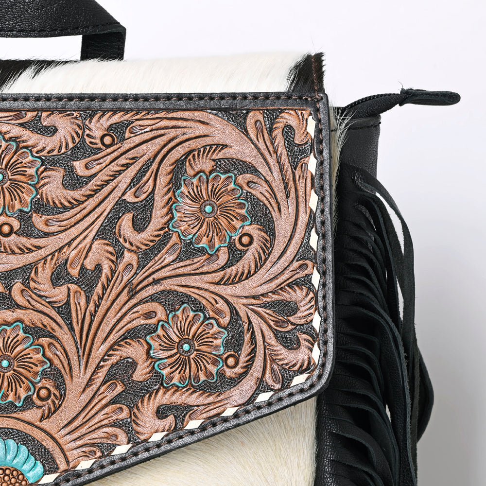 Ohlay Backpack Hand Tooled Hair-On Genuine Leather