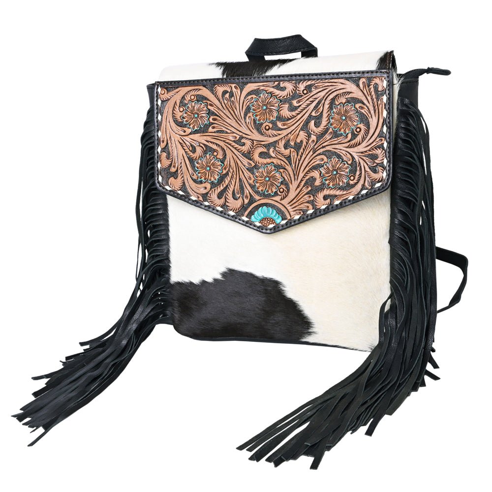 Ohlay Backpack Hand Tooled Hair-On Genuine Leather