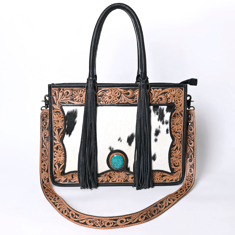 Ohlay Tote Hand Tooled Hair-on Genuine Leather