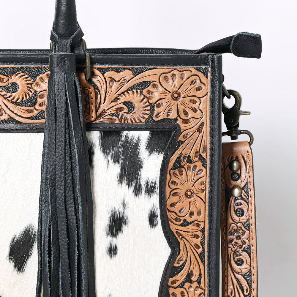 Ohlay Tote Hand Tooled Hair-on Genuine Leather