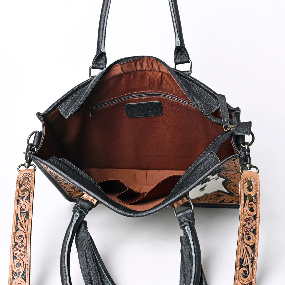 Ohlay Tote Hand Tooled Hair-on Genuine Leather