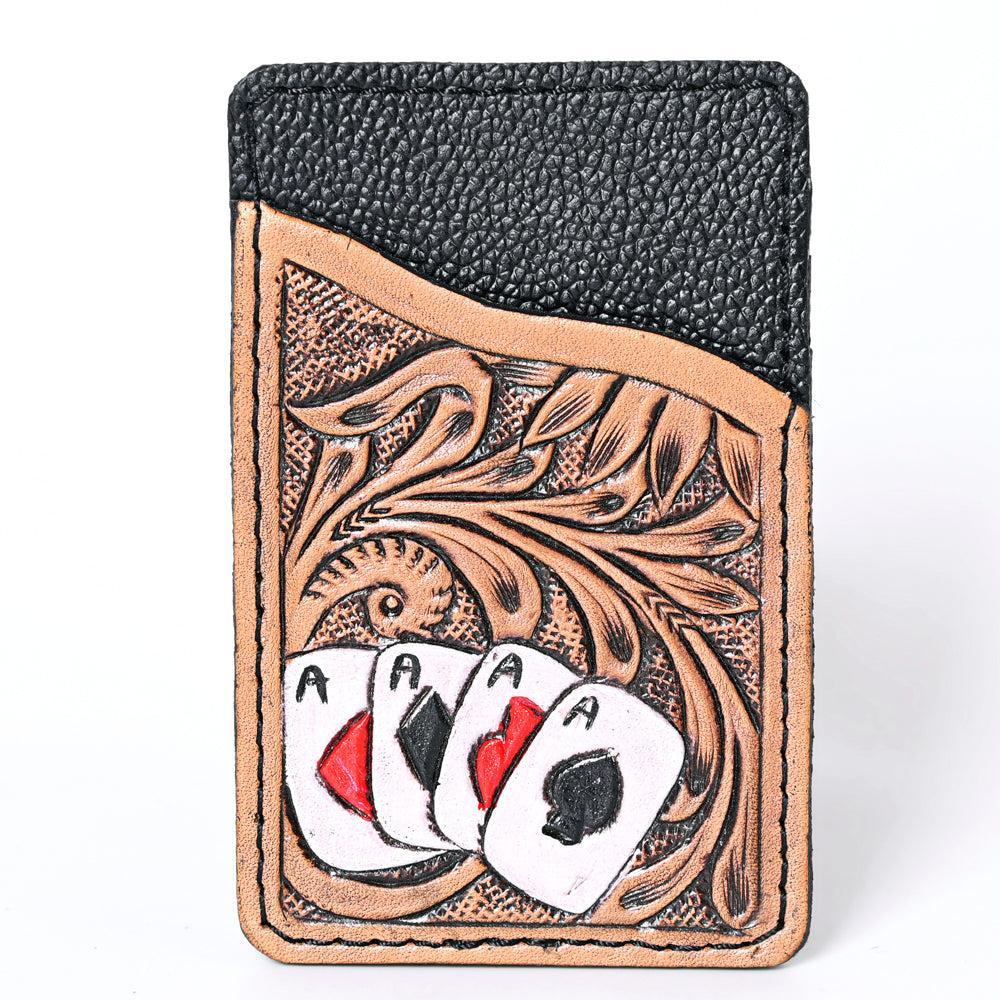 OHLAY Hand-Tooled Genuine Leather Card Holder