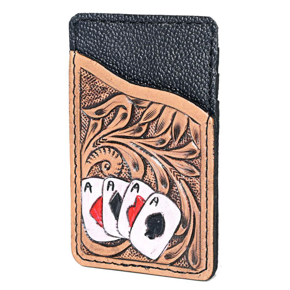 OHLAY Hand-Tooled Genuine Leather Card Holder