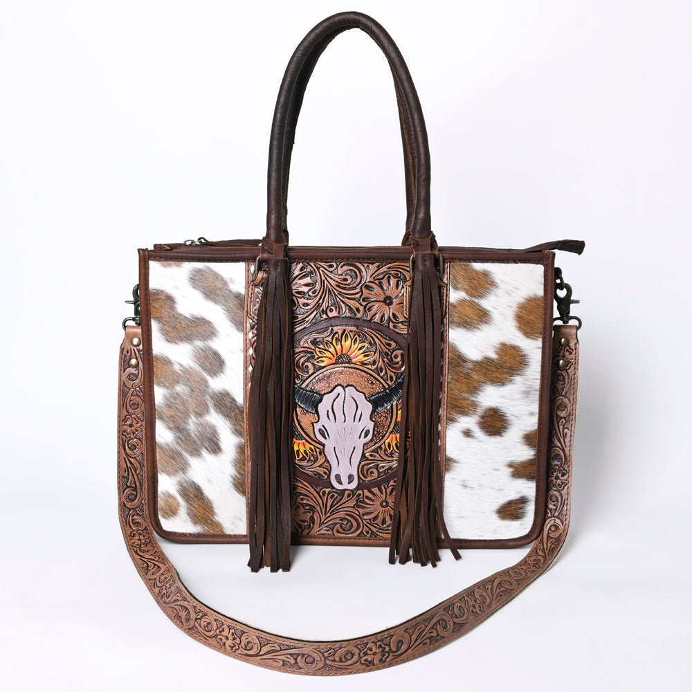 Ohlay Tote Hand Tooled Hair-on Genuine Leather
