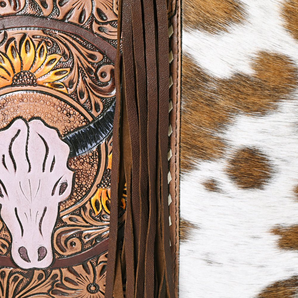 Ohlay Tote Hand Tooled Hair-on Genuine Leather