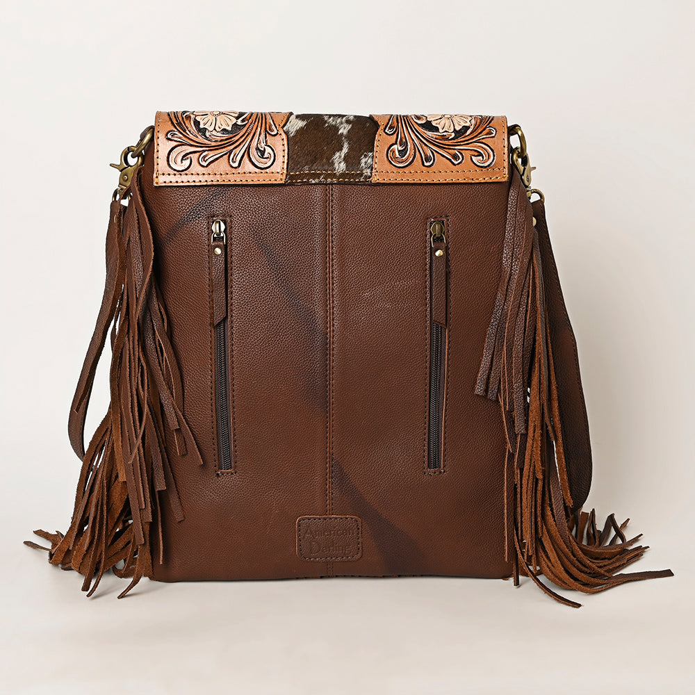 American Darling Hand-Tooled Hair-On Genuine Leather Bag
