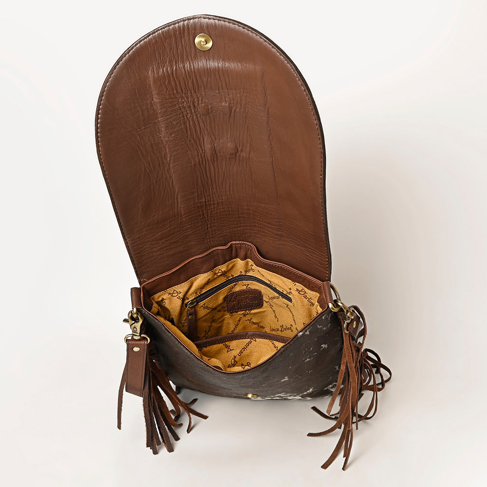 American Darling Hand-Tooled Hair-On Genuine Leather Bag