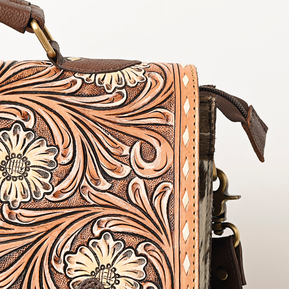 American Darling Hand-Tooled Hair-On Genuine Leather Bag