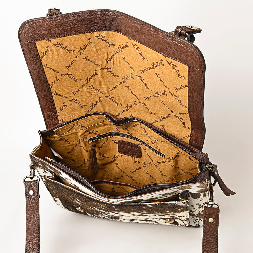 American Darling Hand-Tooled Hair-On Genuine Leather Bag