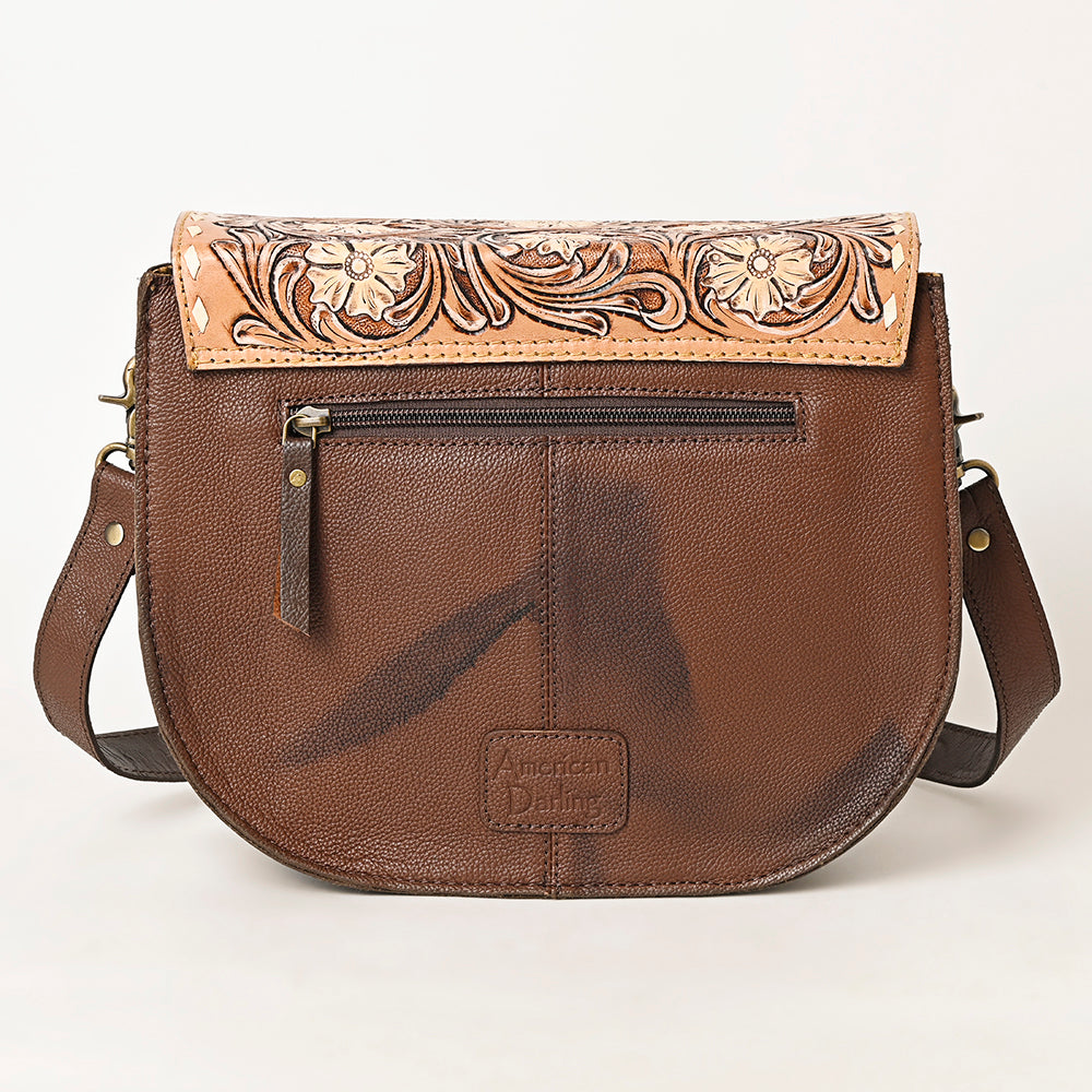 American Darling Hand-Tooled Hair-On Genuine Leather Bag