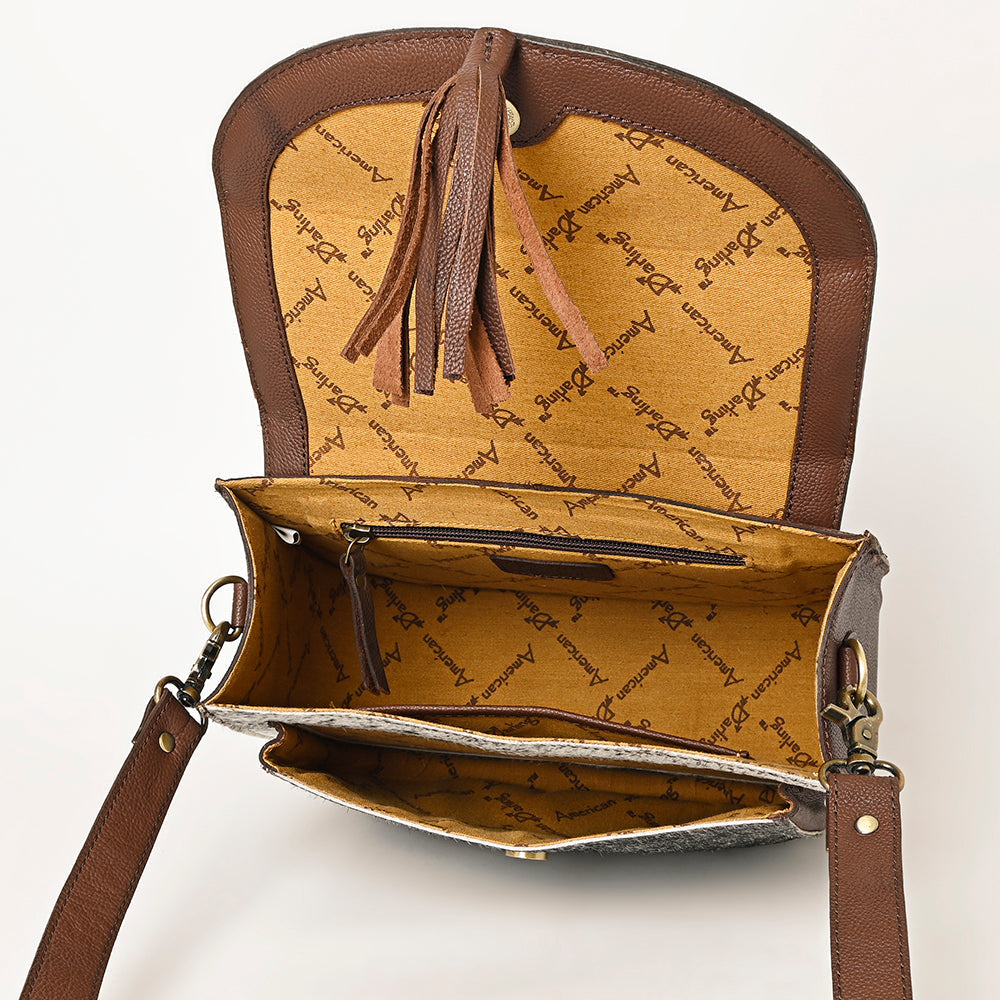 American Darling Hand-Tooled Hair-On Genuine Leather Bag