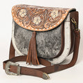 American Darling Hand-Tooled Hair-On Genuine Leather Bag