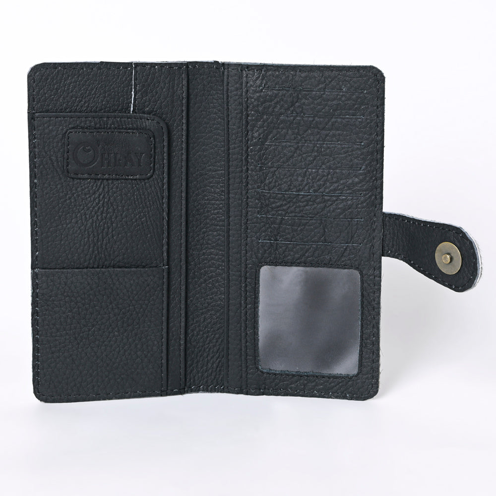 Ohlay Coin Purse Hand Tooled Hair-On Genuine Leather