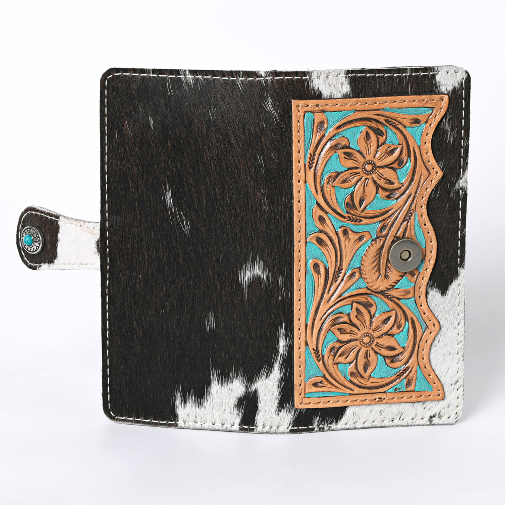 Ohlay Coin Purse Hand Tooled Hair-On Genuine Leather