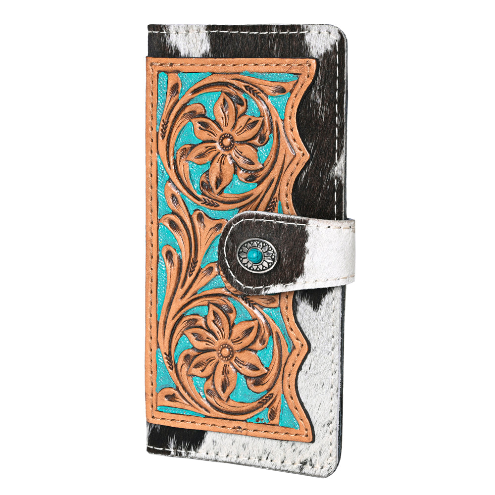 Ohlay Coin Purse Hand Tooled Hair-On Genuine Leather