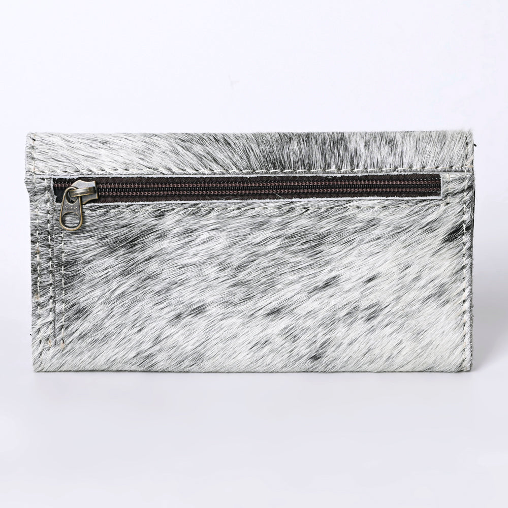 Ohlay Coin Purse Hand Tooled Hair-On Genuine Leather