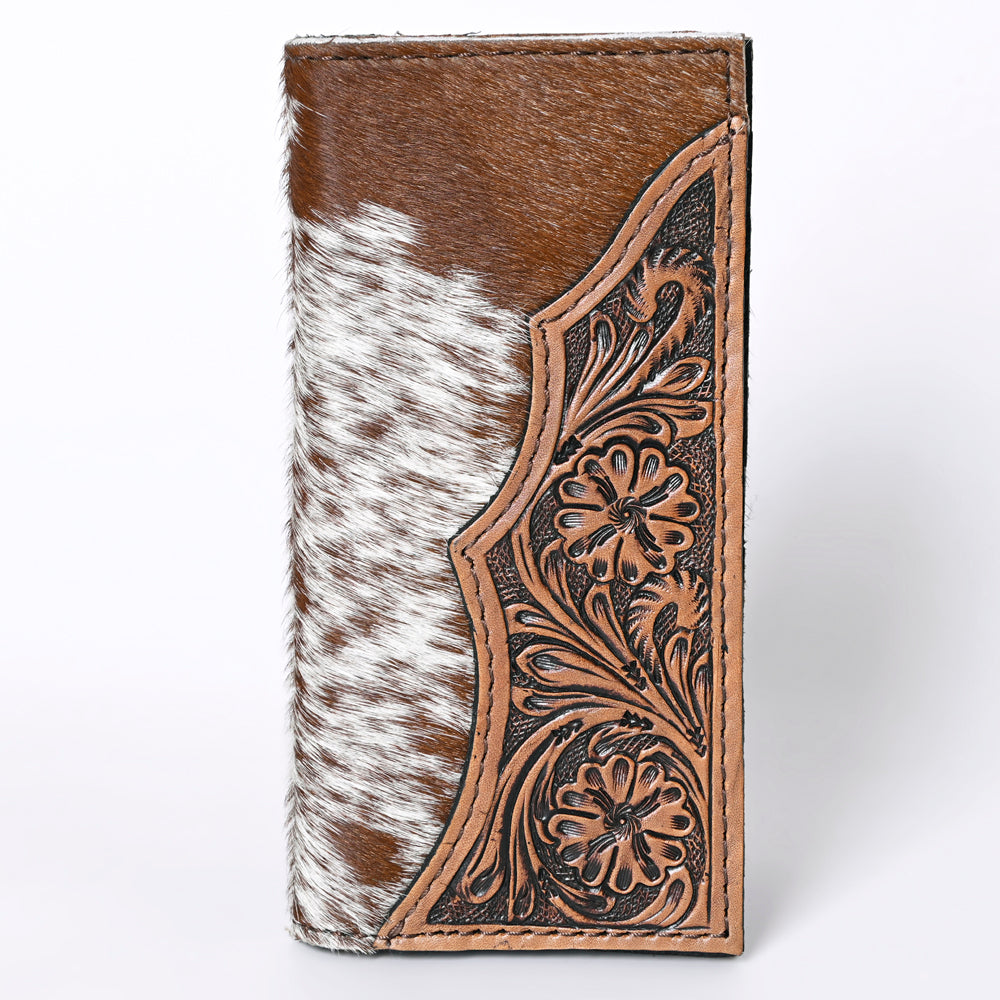 Ohlay Coin Purse Hand Tooled Hair-On Genuine Leather