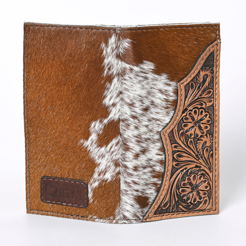 Ohlay Coin Purse Hand Tooled Hair-On Genuine Leather