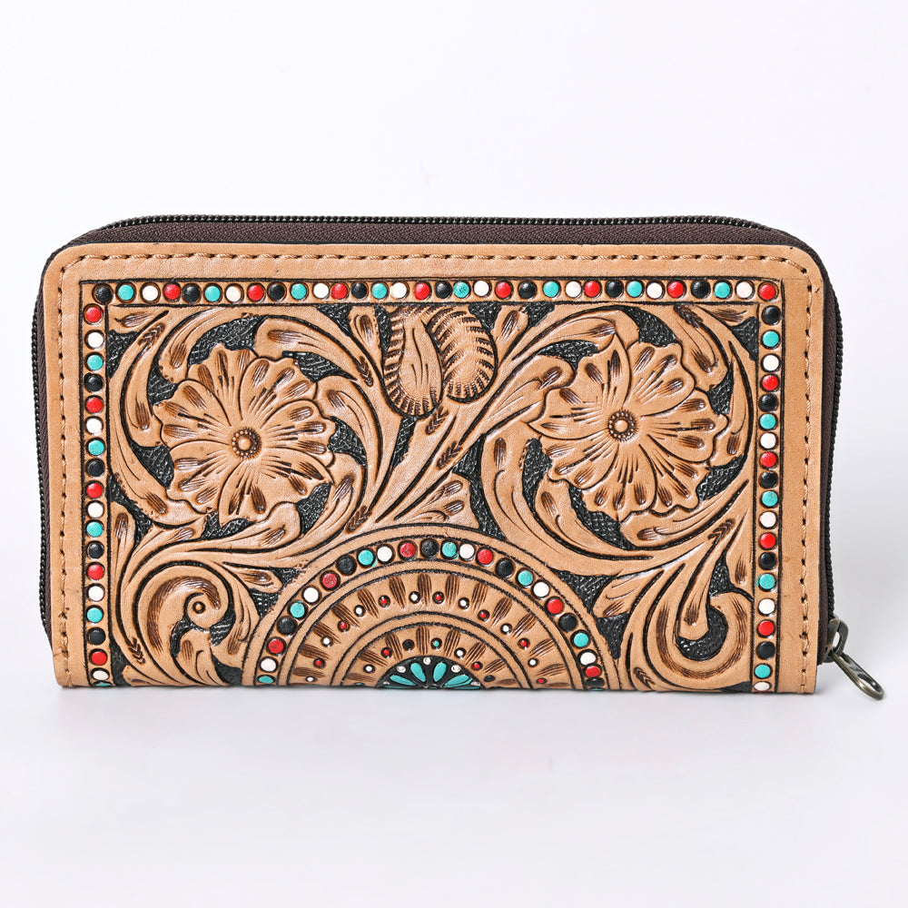 Ohlay Coin Purse Hand Tooled Genuine Leather
