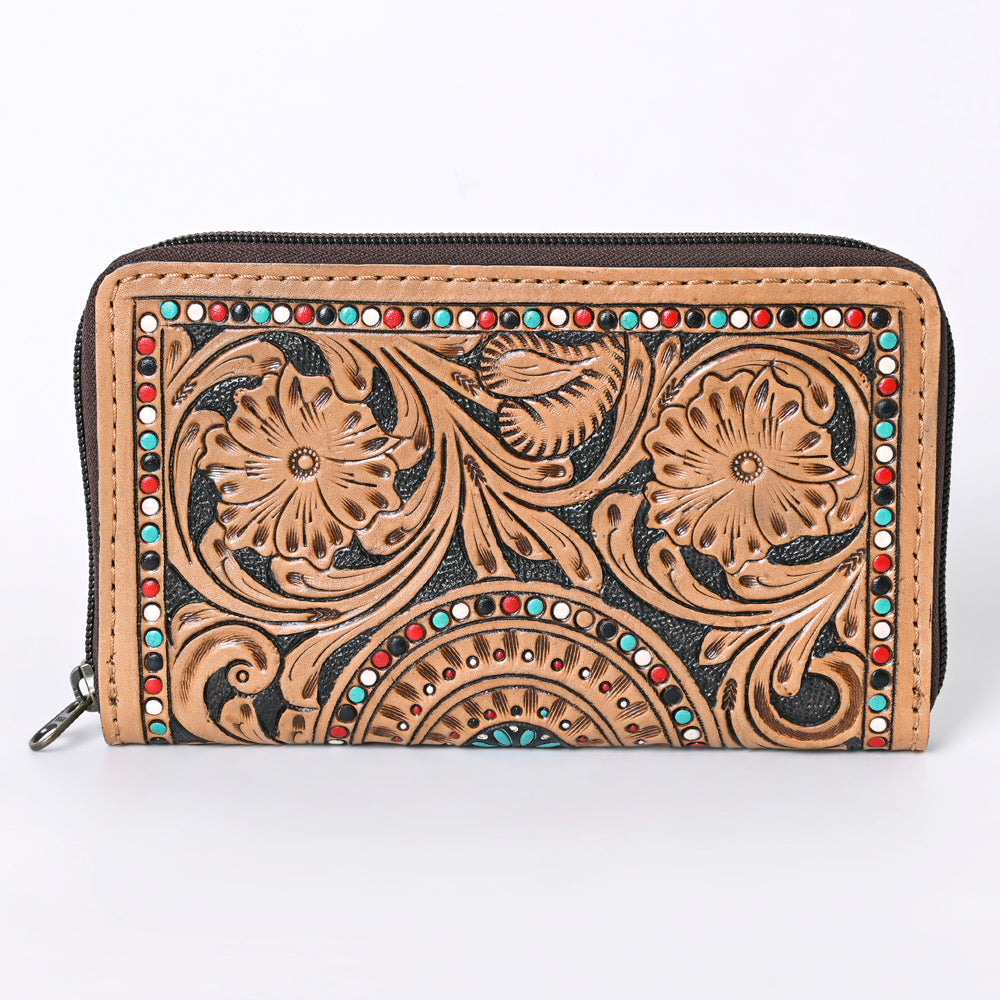 Ohlay Coin Purse Hand Tooled Genuine Leather