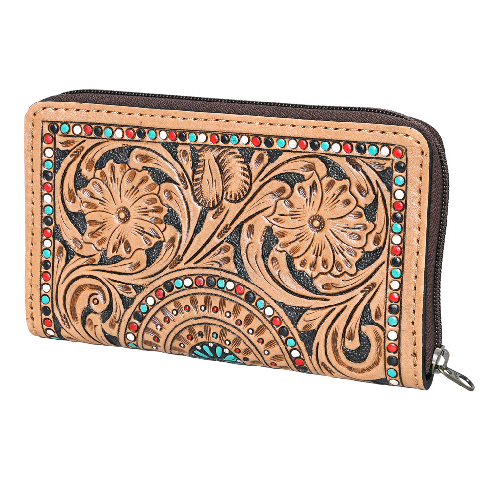 Ohlay Coin Purse Hand Tooled Genuine Leather