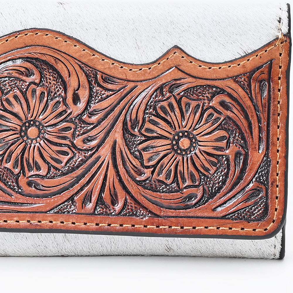 Ohlay Wallet Hand Tooled Hair-on Genuine Leather