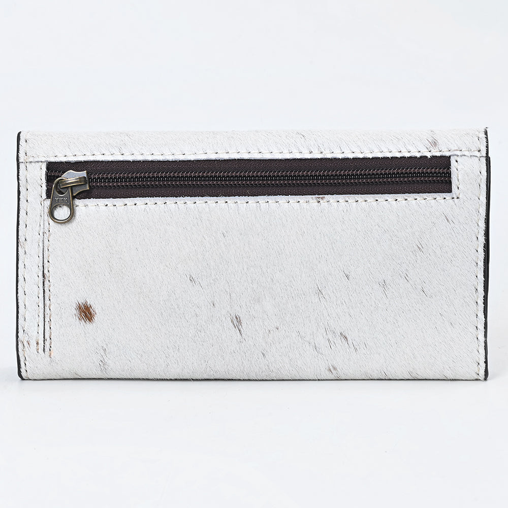 Ohlay Wallet Hand Tooled Hair-on Genuine Leather
