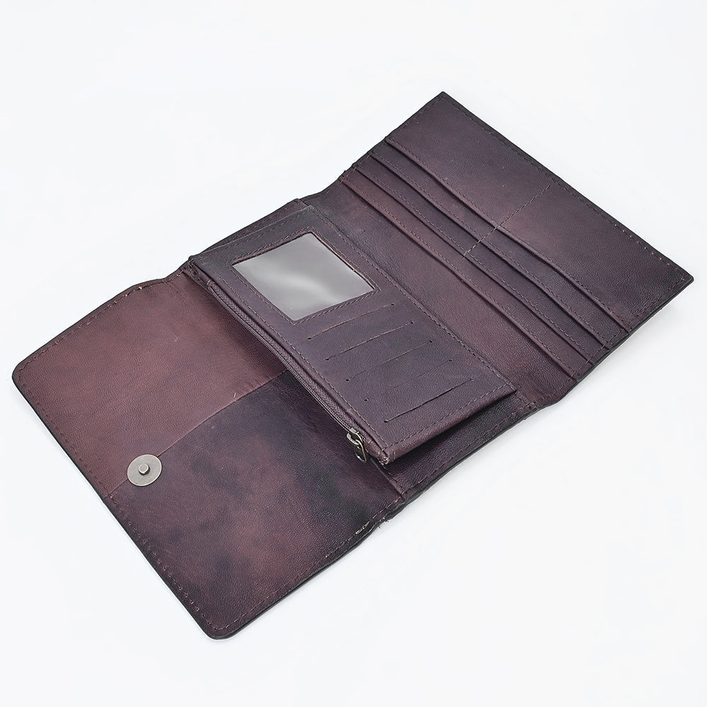 Ohlay Wallet Hand Tooled Hair-on Genuine Leather