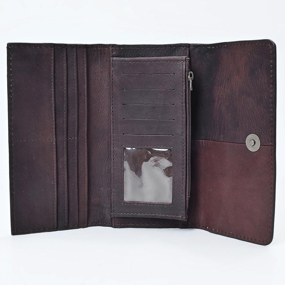 Ohlay Wallet Hand Tooled Hair-on Genuine Leather
