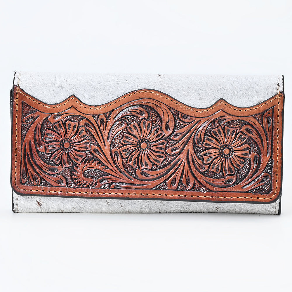 Ohlay Wallet Hand Tooled Hair-on Genuine Leather