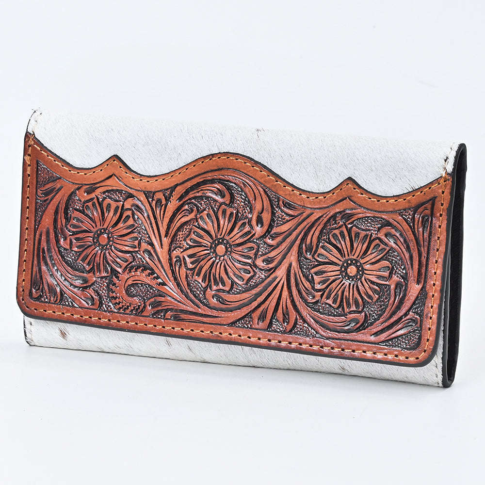 Ohlay Wallet Hand Tooled Hair-on Genuine Leather