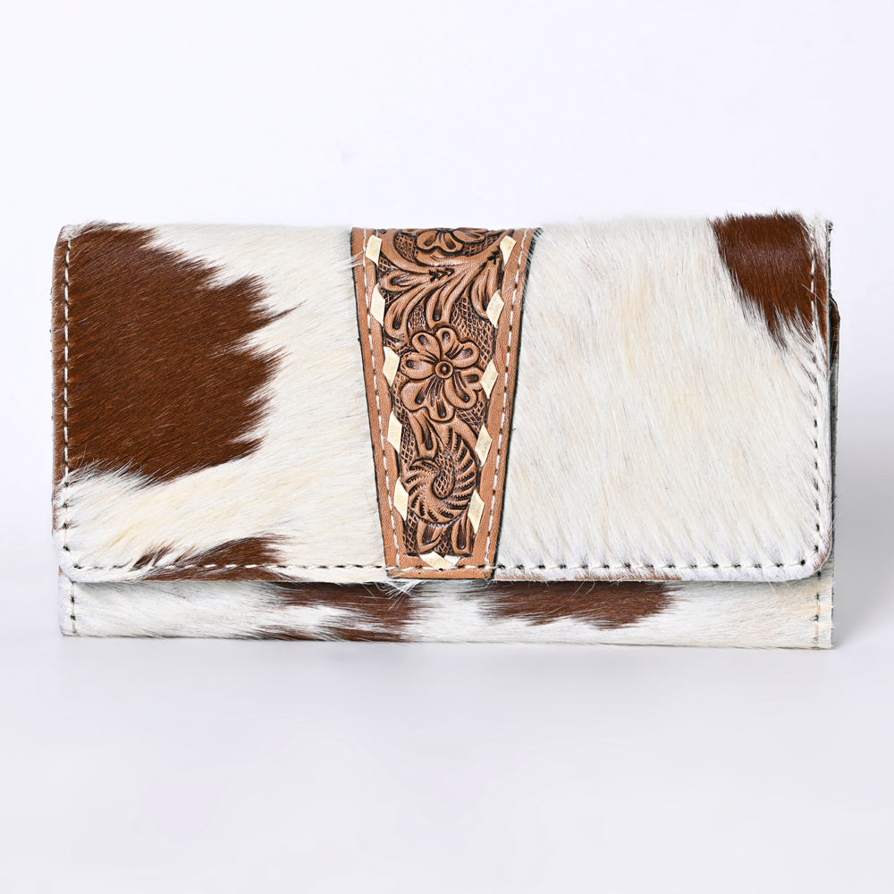 Ohlay Coin Purse Hand Tooled Hair-On Genuine Leather
