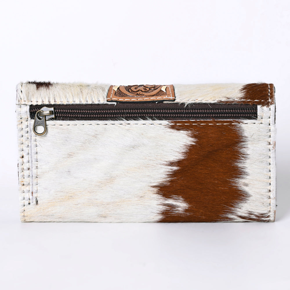 Ohlay Coin Purse Hand Tooled Hair-On Genuine Leather
