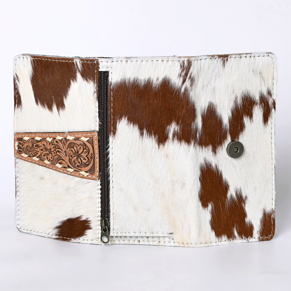 Ohlay Coin Purse Hand Tooled Hair-On Genuine Leather