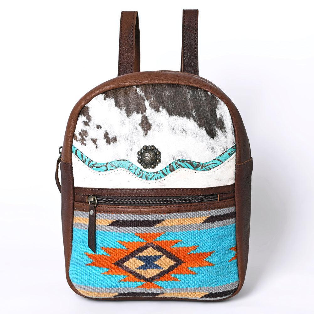 OHLAY Upcycled Wool Embossed Hair-On Genuine Leather Backpack