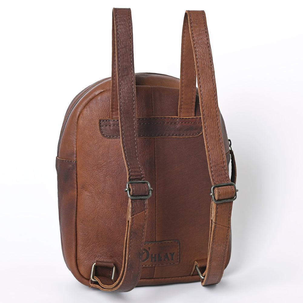 OHLAY Upcycled Wool Embossed Hair-On Genuine Leather Backpack