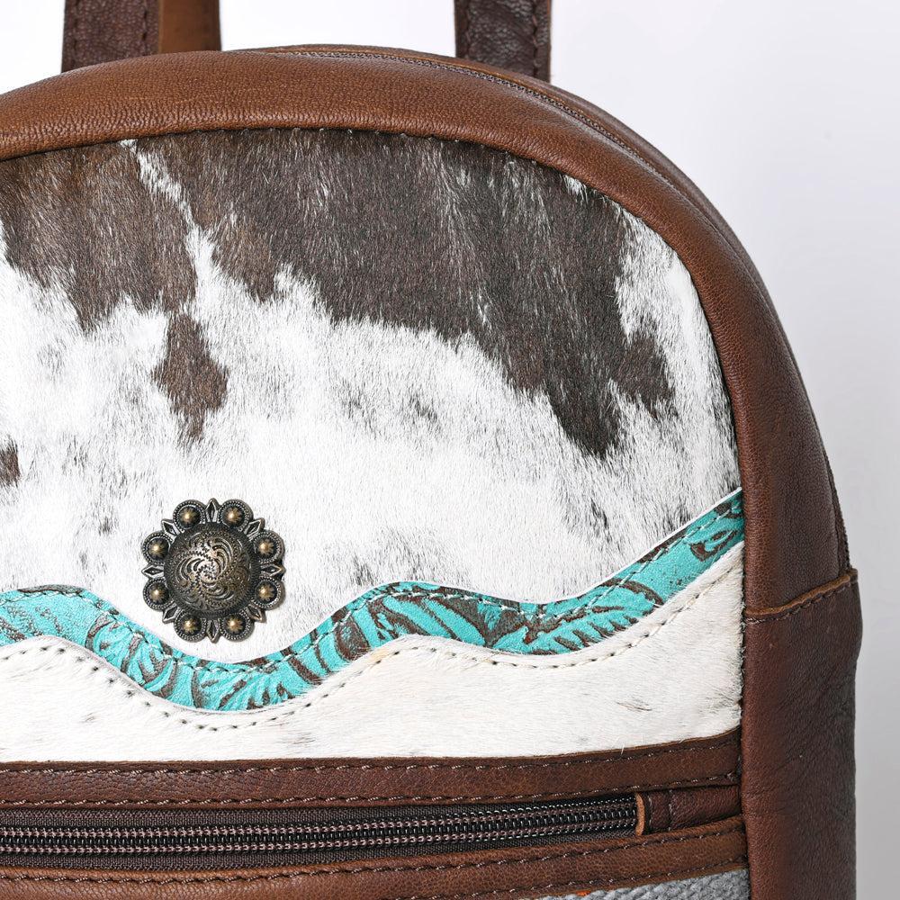 OHLAY Upcycled Wool Embossed Hair-On Genuine Leather Backpack