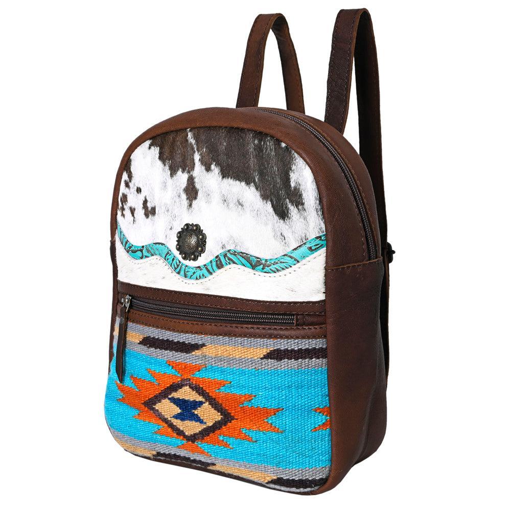OHLAY Upcycled Wool Embossed Hair-On Genuine Leather Backpack