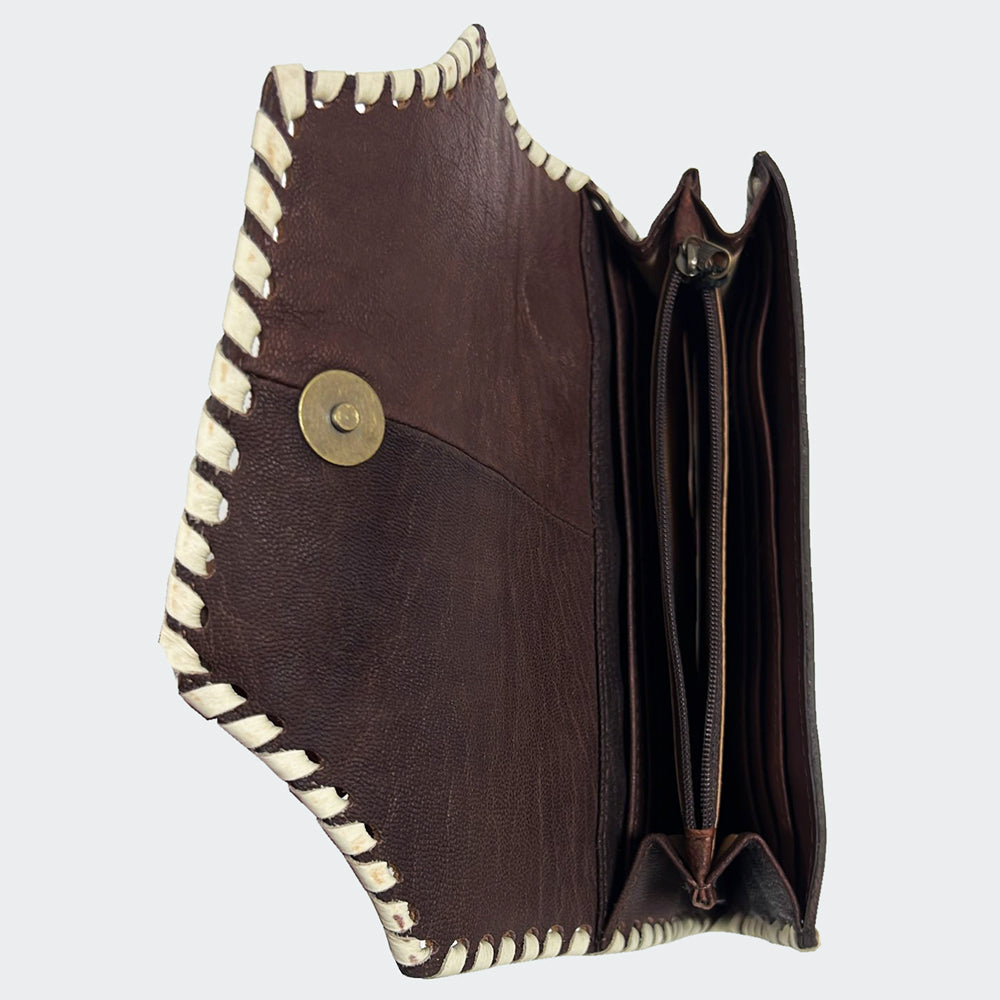 Ohlay Wallet Hand Tooled Hair-on Genuine Leather