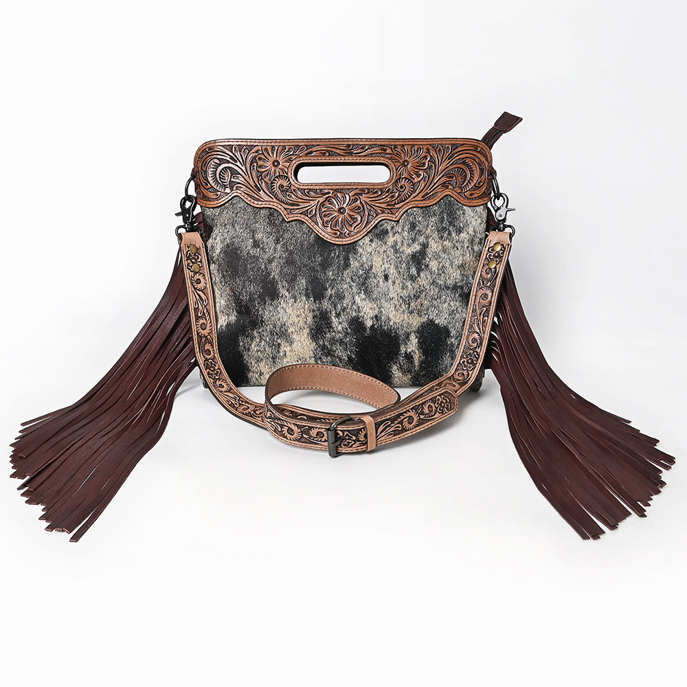 Ohlay Clutch Hand Tooled Hair-On Genuine Leather
