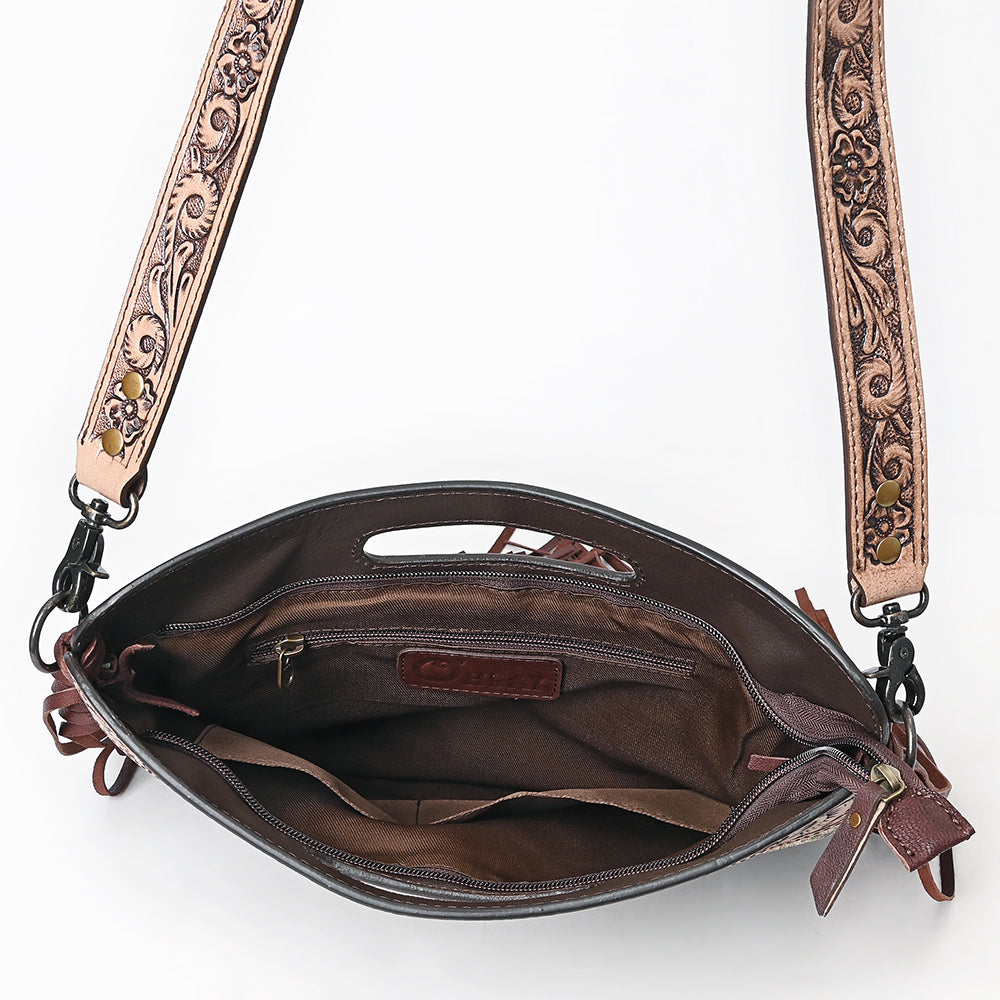 Ohlay Clutch Hand Tooled Hair-On Genuine Leather