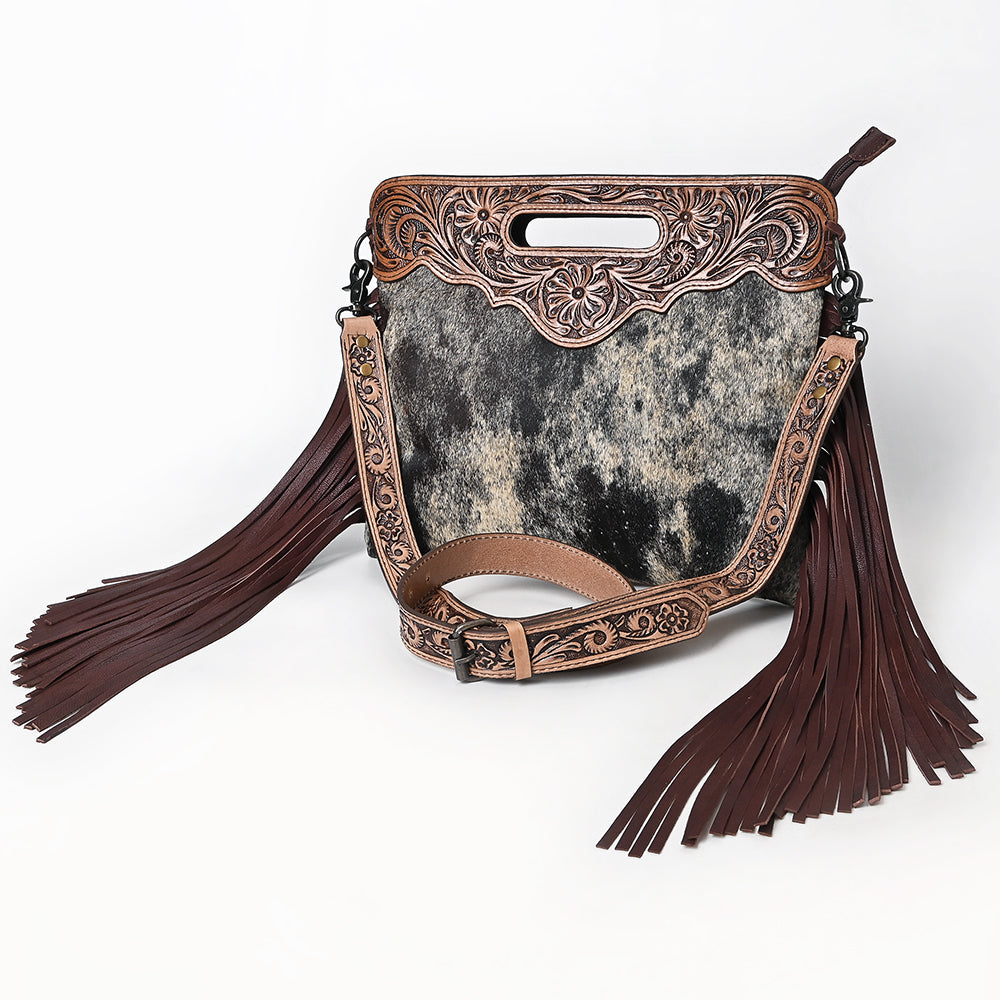 Ohlay Clutch Hand Tooled Hair-On Genuine Leather