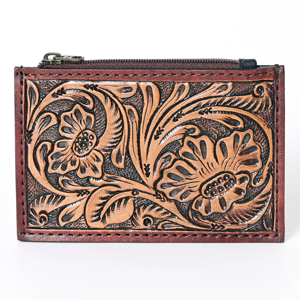 Ohlay Coin Purse Hand Tooled Genuine Leather