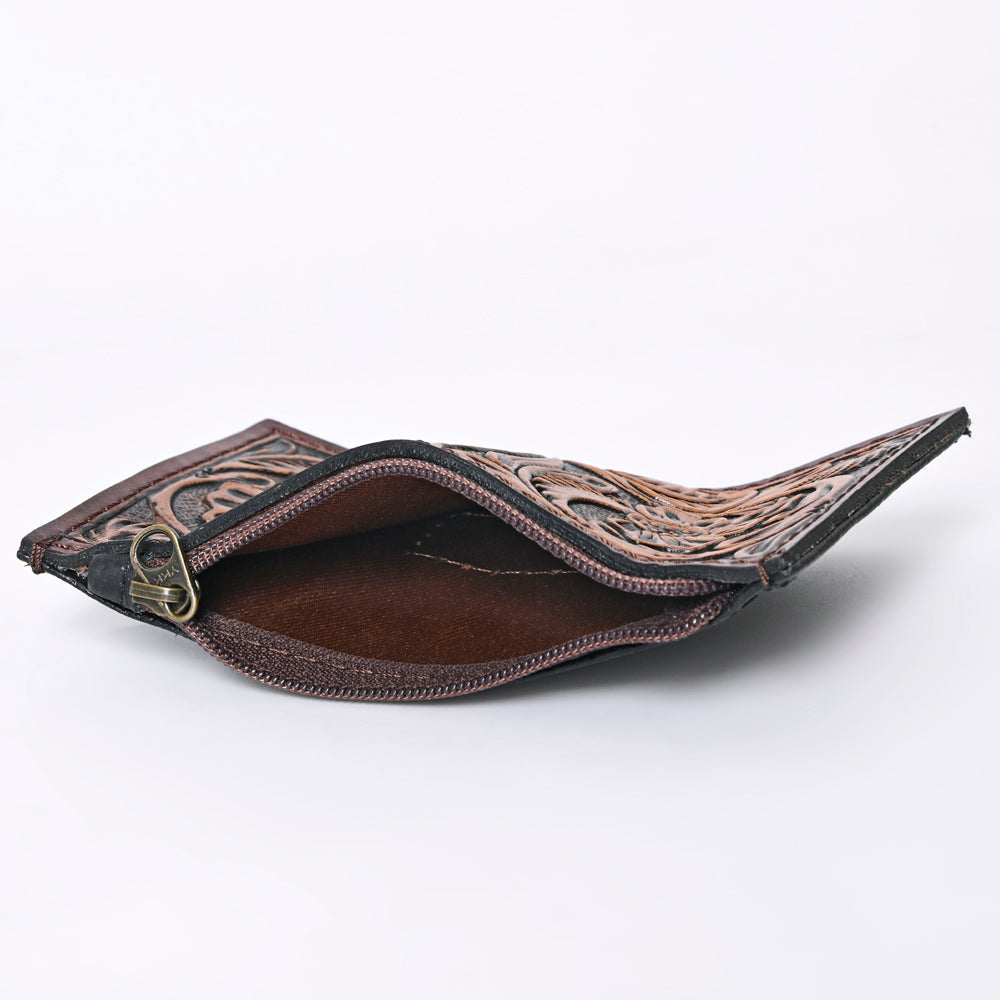 Ohlay Coin Purse Hand Tooled Genuine Leather