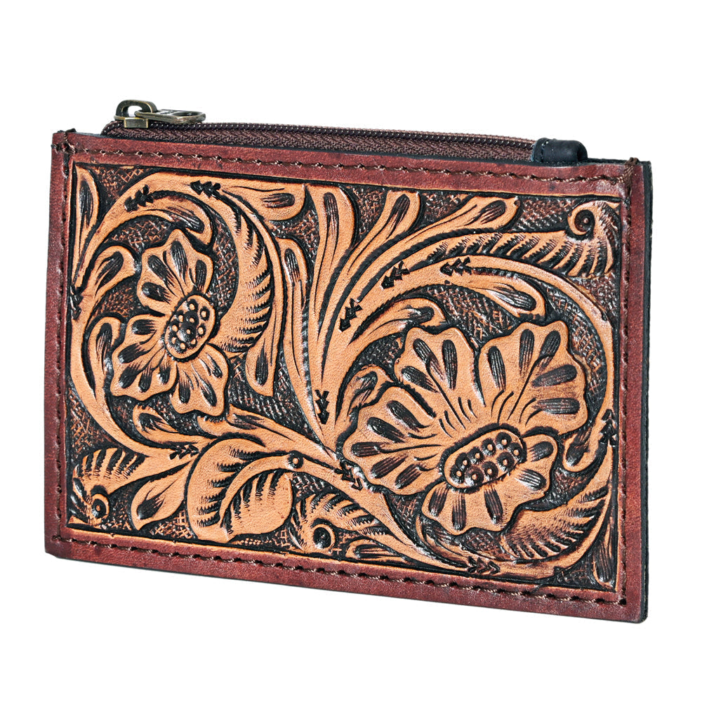 Ohlay Coin Purse Hand Tooled Genuine Leather