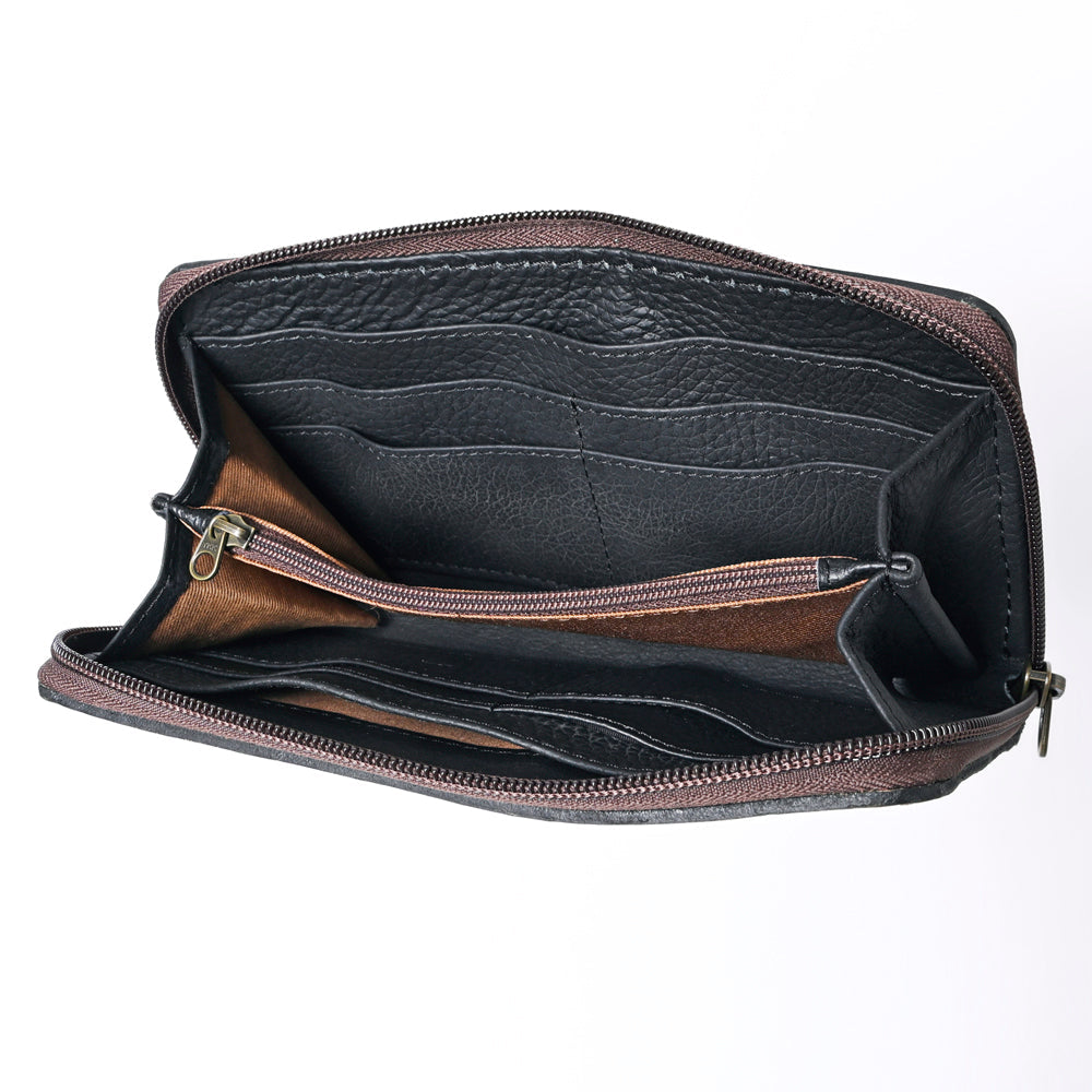 Ohlay Coin Purse Hand Tooled Genuine Leather